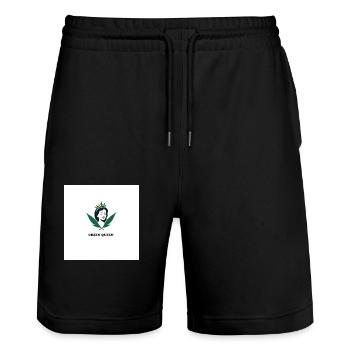 Grün - Stanley/Stella Unisex Bio Joggingshorts Trainer  - Schwarz - Vorne - Nik (191cm) & Marisol (170cm)