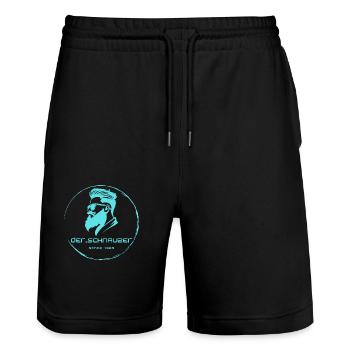 der_schnauzer hellblau - Stanley/Stella Unisex Bio Joggingshorts Trainer  - Schwarz - Vorne - Nik (191cm) & Marisol (170cm)