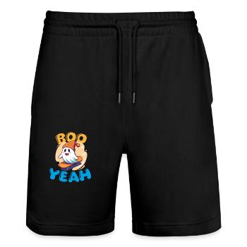 BooYeah Fun Halloween Motiv - Stanley/Stella Unisex Bio Joggingshorts Trainer  - Schwarz - Vorne - Nik (191cm) & Marisol (170cm)