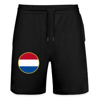 I Love Netherlands, Elegance Style Design T-Shirt - Stanley/Stella Trainer Unisex Organic Jogging Shorts - black - Front - Nik (191cm) & Marisol (170cm)