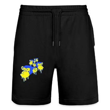 Graffiti Tropfen Affen Köpfe Spray Gesichter Team - Stanley/Stella Unisex Bio Joggingshorts Trainer  - Schwarz - Vorne - Nik (191cm) & Marisol (170cm)