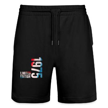 1975 Limited Edition 1975 Birthday Gift - Stanley/Stella Trainer Unisex Organic Jogging Shorts - black - Front - Nik (191cm) & Marisol (170cm)