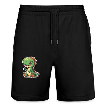 DINOSAURIER - Stanley/Stella Unisex Bio Joggingshorts Trainer  - Schwarz - Vorne - Nik (191cm) & Marisol (170cm)