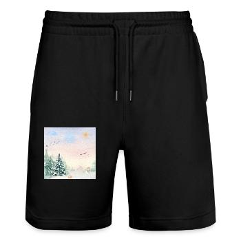 Winter Wonderland Snowy Landscape - Stanley/Stella Trainer Unisex Organic Jogging Shorts - black - Front - Nik (191cm) & Marisol (170cm)