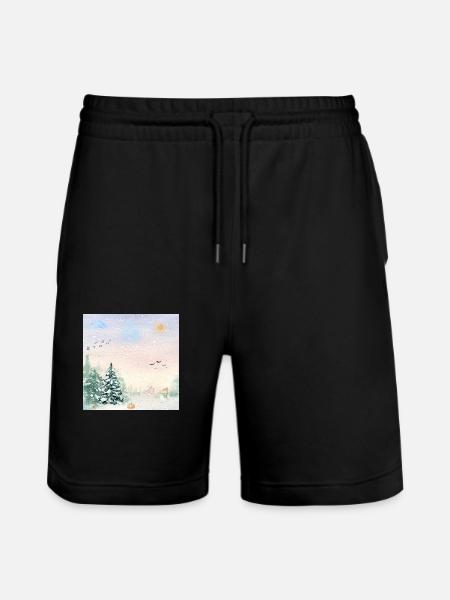 Winter Wonderland Snowy Landscape - Stanley/Stella Trainer Unisex Organic Jogging Shorts - black