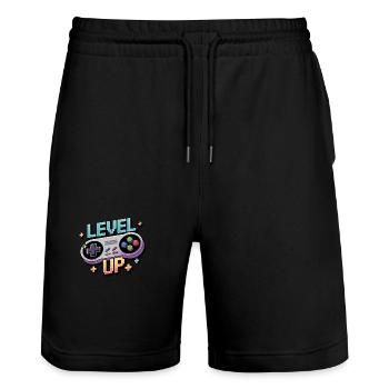 Level Up – Gaming Controller - Stanley/Stella Unisex Bio Joggingshorts Trainer  - Schwarz - Vorne - Nik (191cm) & Marisol (170cm)