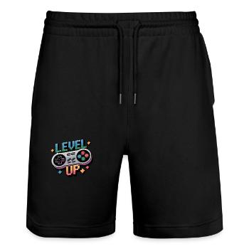 Level Up – Gaming Controller - Stanley/Stella Unisex Bio Joggingshorts Trainer  - Schwarz - Vorne - Nik (191cm) & Marisol (170cm)