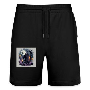 Scary Ghost - Halloween collection - Stanley/Stella Unisex Bio Joggingshorts Trainer  - Schwarz - Vorne - Nik (191cm) & Marisol (170cm)