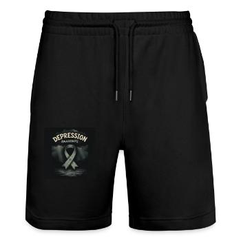 Bewusstsein für Depressionen - Stanley/Stella Unisex Bio Joggingshorts Trainer  - Schwarz - Vorne - Nik (191cm) & Marisol (170cm)