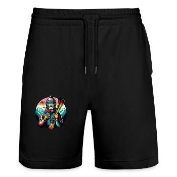 Ski Instructor Gifts - Stanley/Stella Trainer Unisex Organic Jogging Shorts - black - Front - Nik (191cm) & Marisol (170cm)