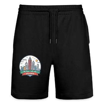 Atlanta Georgia USA - Stanley/Stella Unisex Bio Joggingshorts Trainer  - Schwarz - Vorne - Nik (191cm) & Marisol (170cm)