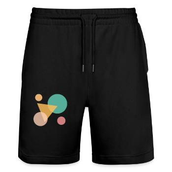 Géométrique abstrait moderne - Short de jogging bio TRAINER Stanley/Stella unisexe - noir - Devant - Nik (191cm) & Marisol (170cm)