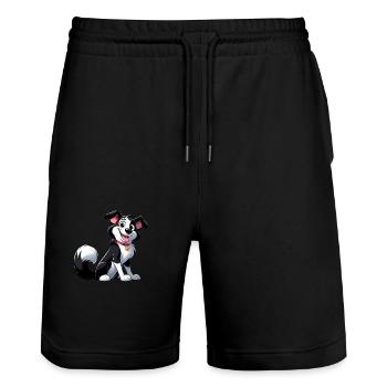border collie 5 - Short de jogging bio TRAINER Stanley/Stella unisexe - noir - Devant - Nik (191cm) & Marisol (170cm)