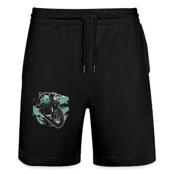 Bobber // Custom // Motorrad - Stanley/Stella Unisex Bio Joggingshorts Trainer  - Schwarz - Vorne - Nik (191cm) & Marisol (170cm)