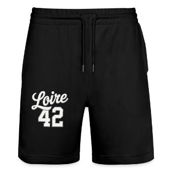 Loire 42 - Short de jogging bio TRAINER Stanley/Stella unisexe - noir - Devant - Nik (191cm) & Marisol (170cm)
