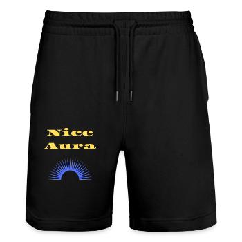 Nice Aura Bro, Gute Energie, Positive Ausstrahlung - Stanley/Stella Unisex Bio Joggingshorts Trainer  - Schwarz - Vorne - Nik (191cm) & Marisol (170cm)