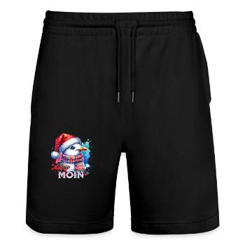 Moin Seagull Christmas - Stanley/Stella Trainer Unisex Organic Jogging Shorts - black - Front - Nik (191cm) & Marisol (170cm)