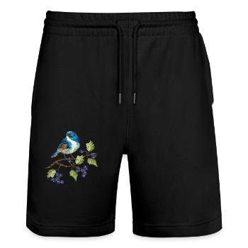 Bunter Vogel - Stanley/Stella Unisex Bio Joggingshorts Trainer  - Schwarz - Vorne - Nik (191cm) & Marisol (170cm)