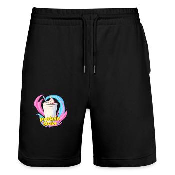 Shake protéiné flottant dans une mer de lait de rêve - Short de jogging bio TRAINER Stanley/Stella unisexe - noir - Devant - Nik (191cm) & Marisol (170cm)