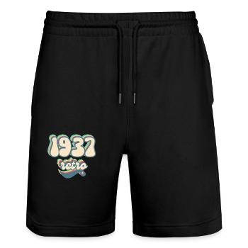1937 retro idée cadeau - Short de jogging bio TRAINER Stanley/Stella unisexe - noir - Devant - Nik (191cm) & Marisol (170cm)
