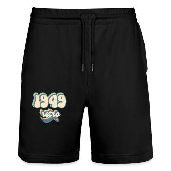 1949 retro idée cadeau - Short de jogging bio TRAINER Stanley/Stella unisexe - noir - Devant - Nik (191cm) & Marisol (170cm)
