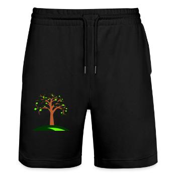 arbre belles feuilles nature forêt arbre silhouette - Short de jogging bio TRAINER Stanley/Stella unisexe - noir - Devant - Nik (191cm) & Marisol (170cm)
