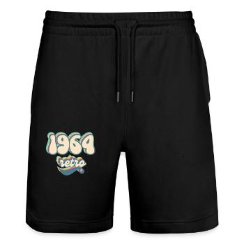 1964 retro idée cadeau - Short de jogging bio TRAINER Stanley/Stella unisexe - noir - Devant - Nik (191cm) & Marisol (170cm)