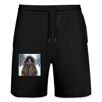 drachenqodeLENG - Stanley/Stella Unisex Bio Joggingshorts Trainer  - Schwarz - Vorne - Nik (191cm) & Marisol (170cm)