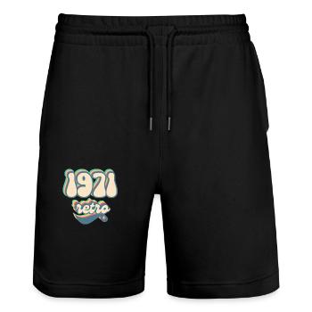 1971 retro idée cadeau - Short de jogging bio TRAINER Stanley/Stella unisexe - noir - Devant - Nik (191cm) & Marisol (170cm)
