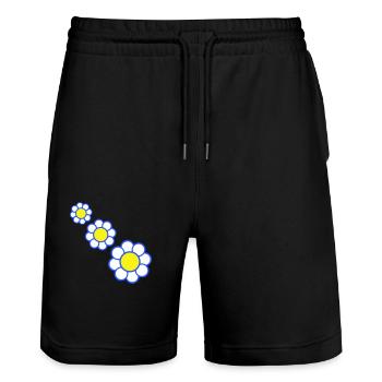 3 Marguerites Blanches Fleurs Printemps Eté Jolie - Short de jogging bio TRAINER Stanley/Stella unisexe - noir - Devant - Nik (191cm) & Marisol (170cm)