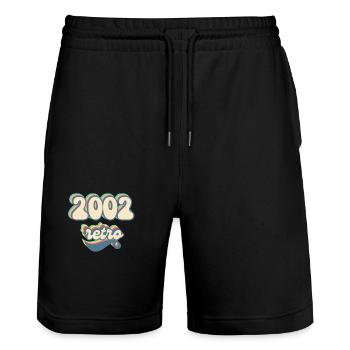 2002 Retro Geschenkidee - Stanley/Stella Unisex Bio Joggingshorts Trainer  - Schwarz - Vorne - Nik (191cm) & Marisol (170cm)