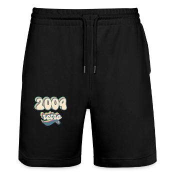 2004 Retro Geschenkidee - Stanley/Stella Unisex Bio Joggingshorts Trainer  - Schwarz - Vorne - Nik (191cm) & Marisol (170cm)