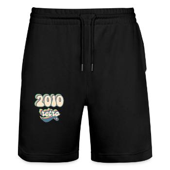 2010 Retro Geschenkidee - Stanley/Stella Unisex Bio Joggingshorts Trainer  - Schwarz - Vorne - Nik (191cm) & Marisol (170cm)