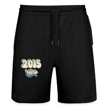 2015 Retro Geschenkidee - Stanley/Stella Unisex Bio Joggingshorts Trainer  - Schwarz - Vorne - Nik (191cm) & Marisol (170cm)