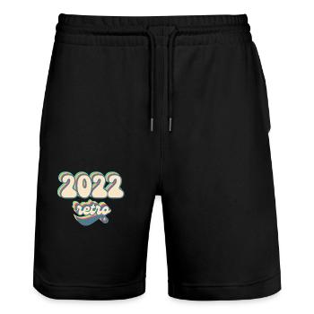 2022 Retro Gift Idea - Stanley/Stella Trainer Unisex Organic Jogging Shorts - black - Front - Nik (191cm) & Marisol (170cm)