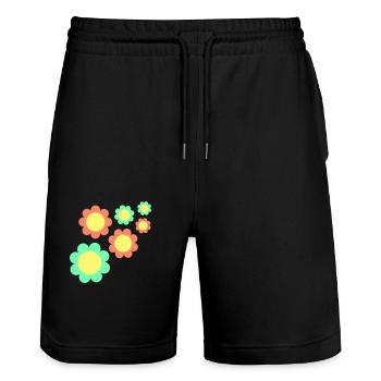 Beaucoup de fleurs colorées belle conception de motif décoratif - Short de jogging bio TRAINER Stanley/Stella unisexe - noir - Devant - Nik (191cm) & Marisol (170cm)