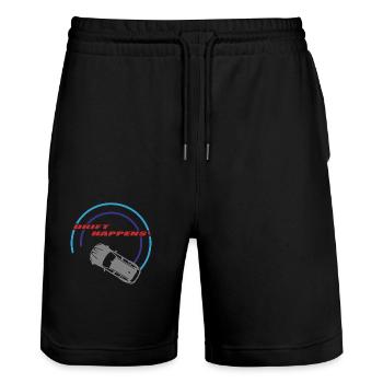 "drift happens!" Logo - Stanley/Stella Unisex Bio Joggingshorts Trainer  - Schwarz - Vorne - Nik (191cm) & Marisol (170cm)