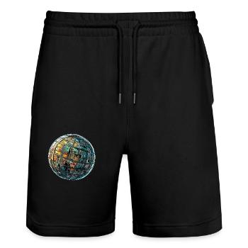 City Sphere: A World of Possibilities! - Stanley/Stella Trainer Unisex Organic Jogging Shorts - black - Front - Nik (191cm) & Marisol (170cm)