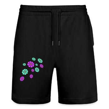 Lots of Pretty Colorful Flowers Pattern Decorative Beautiful - Stanley/Stella Trainer Unisex Organic Jogging Shorts - black - Front - Nik (191cm) & Marisol (170cm)
