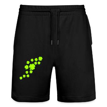 Shamrock Many Three-Leaf Leaves Green Pattern - Stanley/Stella Trainer Unisex Organic Jogging Shorts - black - Front - Nik (191cm) & Marisol (170cm)