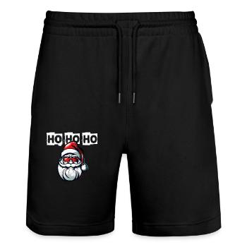 HO HO HO Père Noël Noël Saint-Nicolas - Short de jogging bio TRAINER Stanley/Stella unisexe - noir - Devant - Nik (191cm) & Marisol (170cm)