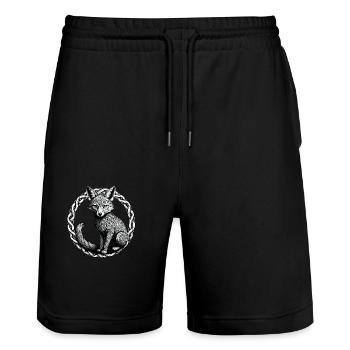 Renard avec nœud celtique 01 - Short de jogging bio TRAINER Stanley/Stella unisexe - noir - Devant - Nik (191cm) & Marisol (170cm)