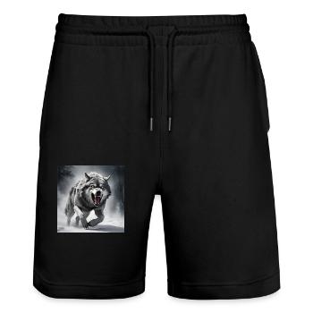 Wolf Animal Vector Nature Illustration Design Wild - Stanley/Stella Trainer Unisex Organic Jogging Shorts - black - Front - Nik (191cm) & Marisol (170cm)