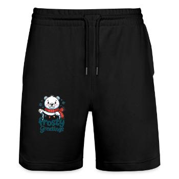 Salutations glaciales – Ours polaire avec des guirlandes lumineuses - Short de jogging bio TRAINER Stanley/Stella unisexe - noir - Devant - Nik (191cm) & Marisol (170cm)