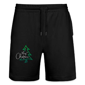 Joyeux sapin de Noël - Short de jogging bio TRAINER Stanley/Stella unisexe - noir - Devant - Nik (191cm) & Marisol (170cm)