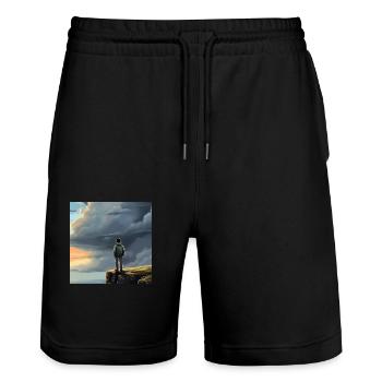 Hikers in nature - Stanley/Stella Trainer Unisex Organic Jogging Shorts - black - Front - Nik (191cm) & Marisol (170cm)
