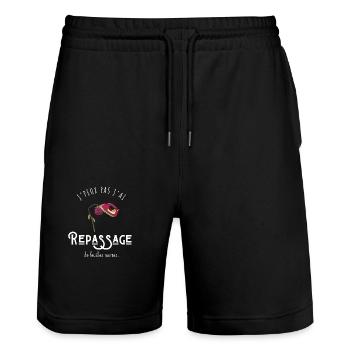 J’peux pas j’ai repassage des feuilles mortes - Short de jogging bio TRAINER Stanley/Stella unisexe - noir - Devant - Nik (191cm) & Marisol (170cm)