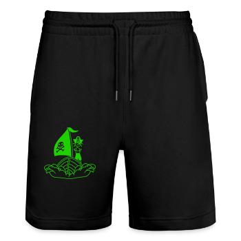 Pirate Pirate Ship Kid Captain Buccaneer Waves - Stanley/Stella Trainer Unisex Organic Jogging Shorts - black - Front - Nik (191cm) & Marisol (170cm)