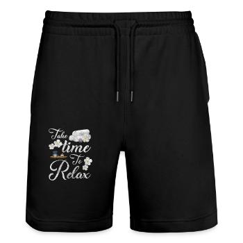 Relaxation Relax Recreation Excursion - Stanley/Stella Trainer Unisex Organic Jogging Shorts - black - Front - Nik (191cm) & Marisol (170cm)