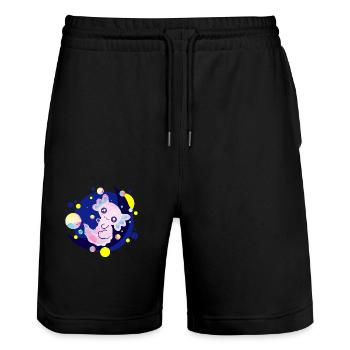 Mignon axolotl sur la lune bulles volantes bulles bulles - Short de jogging bio TRAINER Stanley/Stella unisexe - noir - Devant - Nik (191cm) & Marisol (170cm)